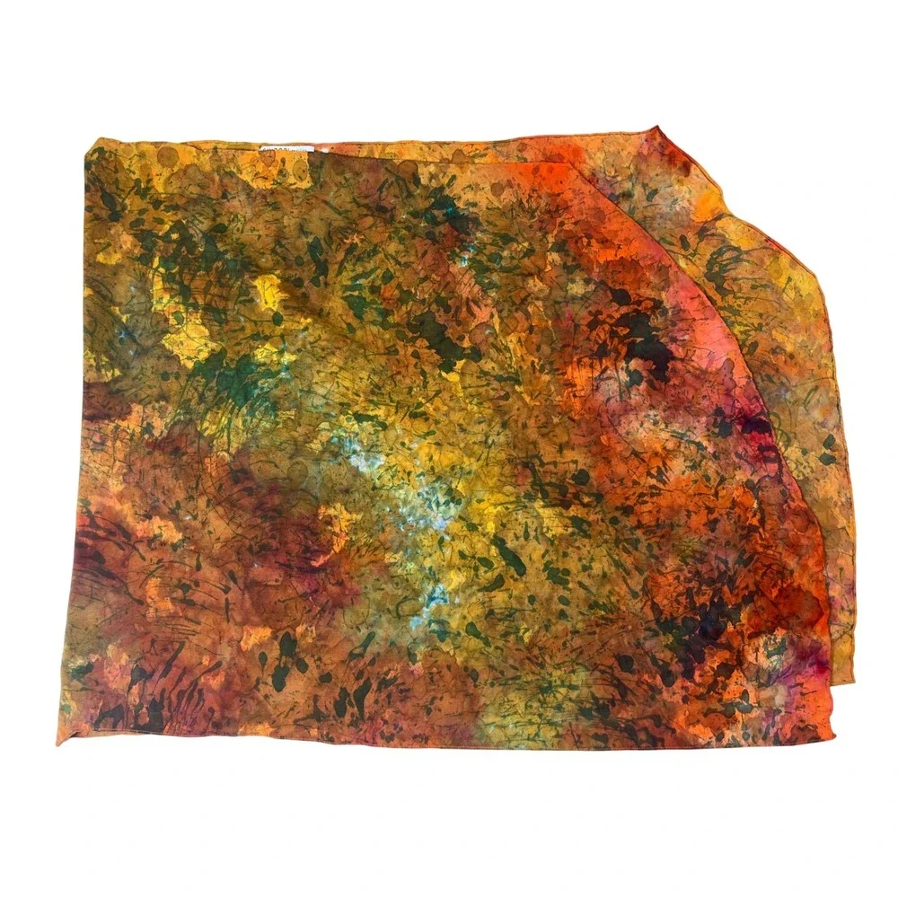 Shibori Textiles John Hollingshead Multi Silk Art Scarf Irregular‎ Shape 25